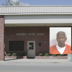 Photo of Sparks City Hall with Mugshots of Earl Jackson and Antoyo Tucker