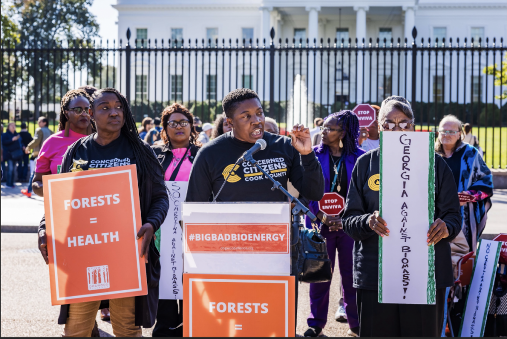 Local citizens join protest at White House against biomass energy 